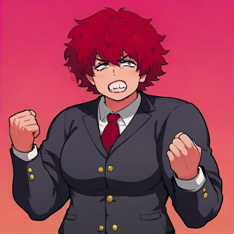 Portrait, Solo, Necktie, Red Hair, Short Hair, School Unifor...