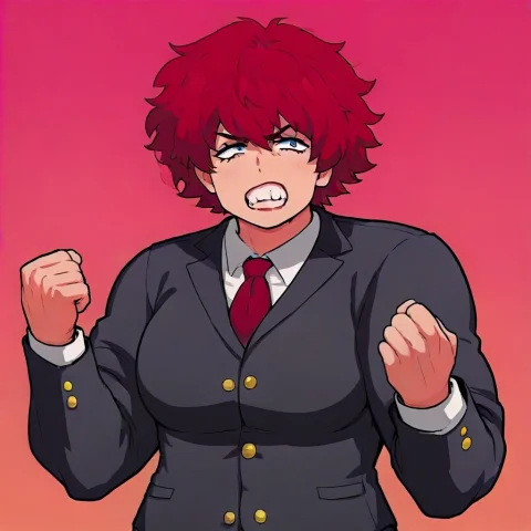 Portrait, Solo, Necktie, Red Hair, Short Hair, School Unifor... — Stable Diffusion AI Prompt: portrait, solo, necktie, red hair, short hair, school uniform, jacket, clenched...