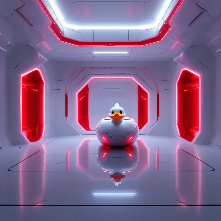 Whiteember, Sci-fi, Sleek White Rubber Duck In Armor Equippe...