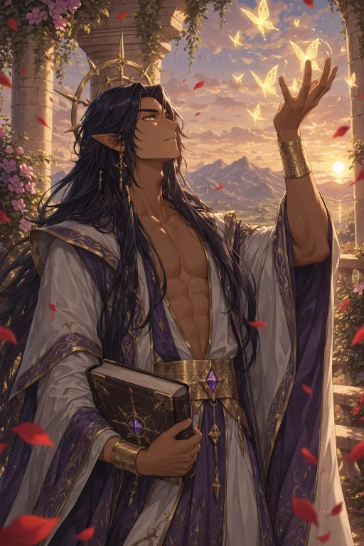 1boy, Pointy Ears, Long Hair, Golden Eyes, Fantasy Clothing,...