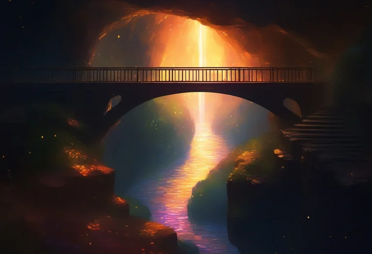 A Bridge Of Light Spanning A Starlit Chasm, Impressionist St...