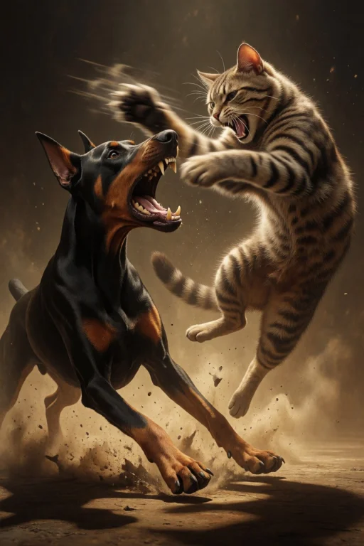 Cinematic 2.5d Action Illustration Of A Visceral Battle Betw...