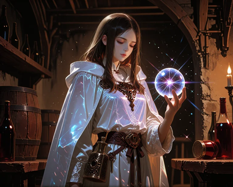 A Solitary Dream Mage, Their Serene Presence Bathed In The H...