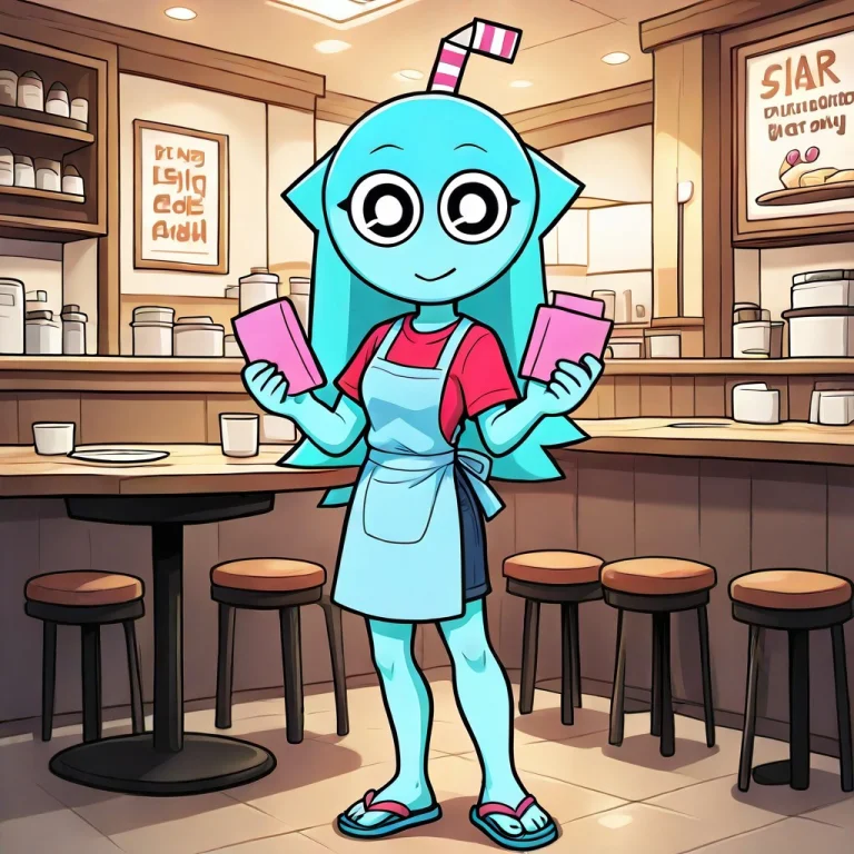 Aqua Oc Sprunki, 1girl, Solo, Cyan Skin, Blue Skin, Black Ey...