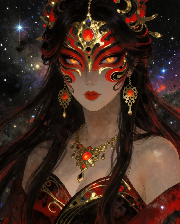 Rockstyle, Female, A Mysterious Figure In A Star-filled Cosm...