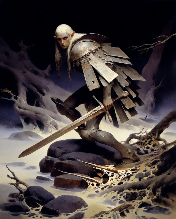 Cinematic Composition, Bradhamel Art Style. Off-center Subje...