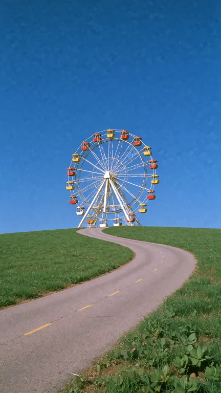 Dcl1m1nal. Wide Eye-level Shot Of A Gently Curving Paved Roa...