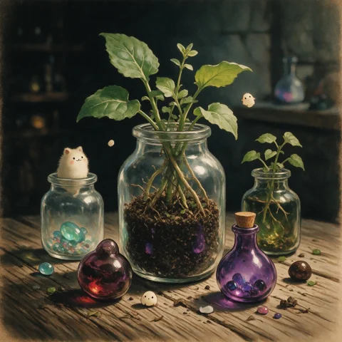Close To Oil Painting, Bulb Plant In Jar, Pets, — Stable Diffusion AI Prompt: Close to : oil painting, bulb plant in jar, pets,