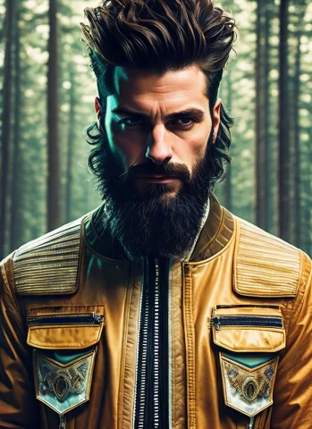 A Stunning Intricate Full Color Portrait Of A Grizzled Man,... — Stable Diffusion AI Prompt: A stunning intricate full color portrait of a grizzled man, wearing a swpunk jac...