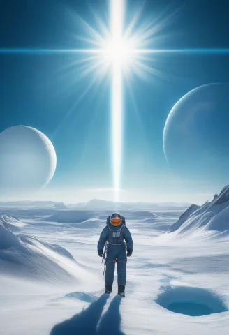 A Research Outpost Buried In Polar Ice On An Alien World, Vi... — SDXL AI Prompt: a research outpost buried in polar ice on an alien world, vintage poster art, ha...