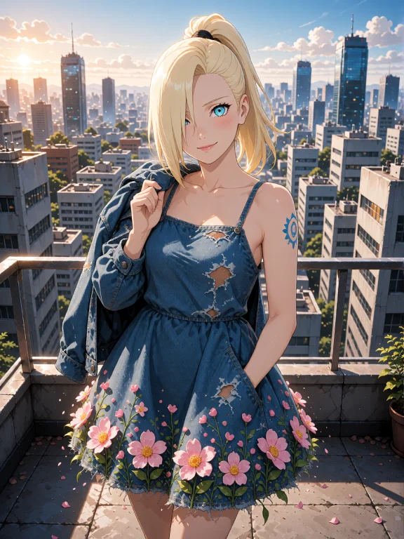 Ino Yamanaka Stands Confidently On The Bustling Rooftop Terr...