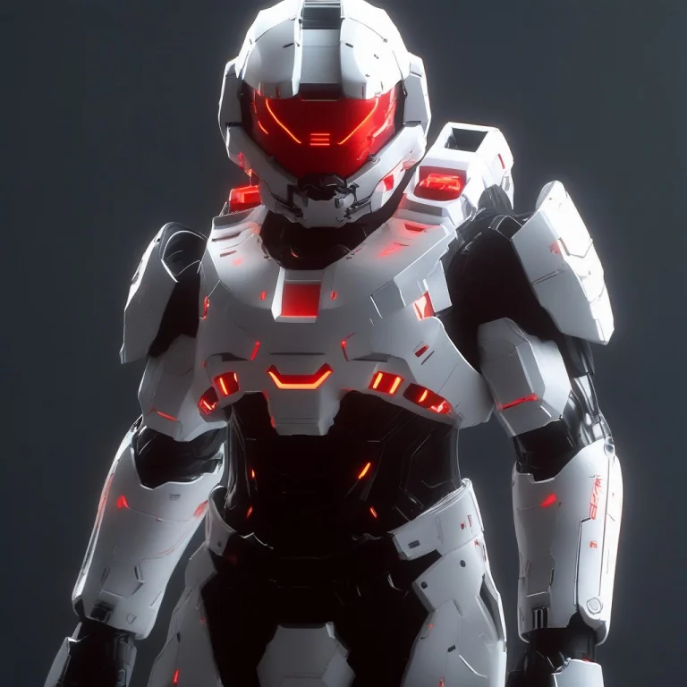 A Space Mercenary In Sleek High-tech White Armor With Red Hi...