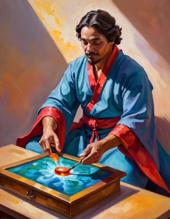 Impressionist Painting Of Summoner,medicine, Loose Brushwork...