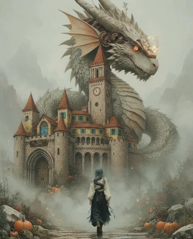Dragon As Castle — Stable Diffusion AI Prompt: dragon as castle