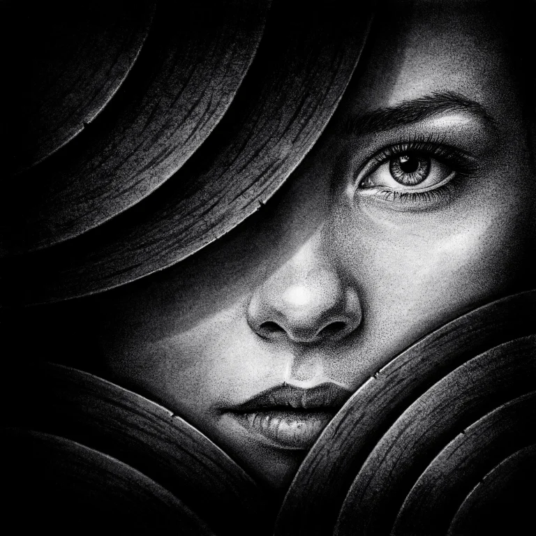 Highleveldescriptiona Haunting, High-contrast Stippled Ink P...