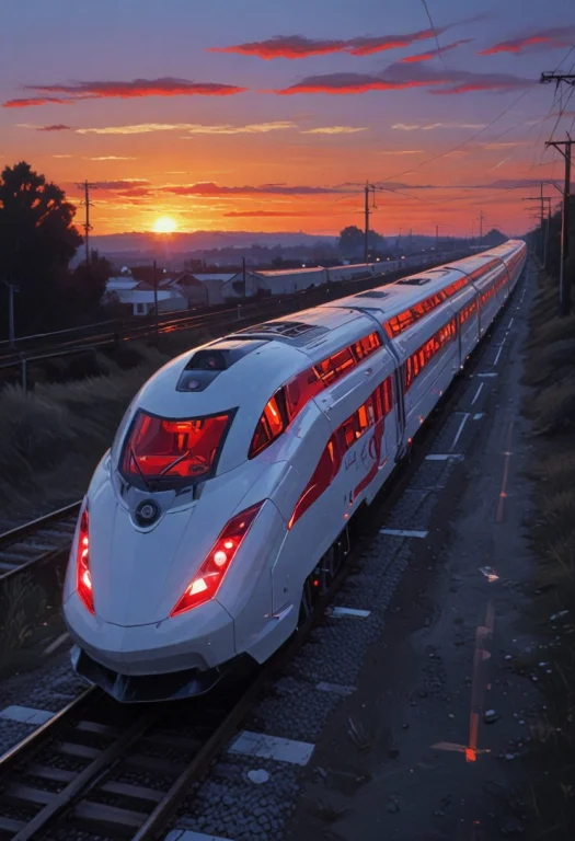 Whiteember. Sleek  Glossy ,white  Red Glow ,tech. A Train He...
