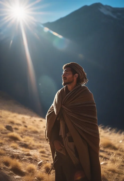 A Nomad Wrapped Against A Mountain Wind, Soft Window Light,...