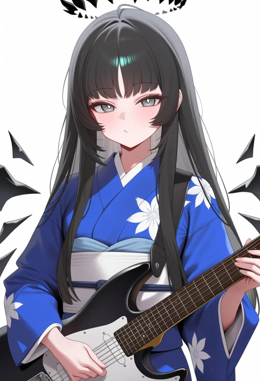 Virtuosaarknights,blunt Bangs,very Long Hair,black Hair,hime...