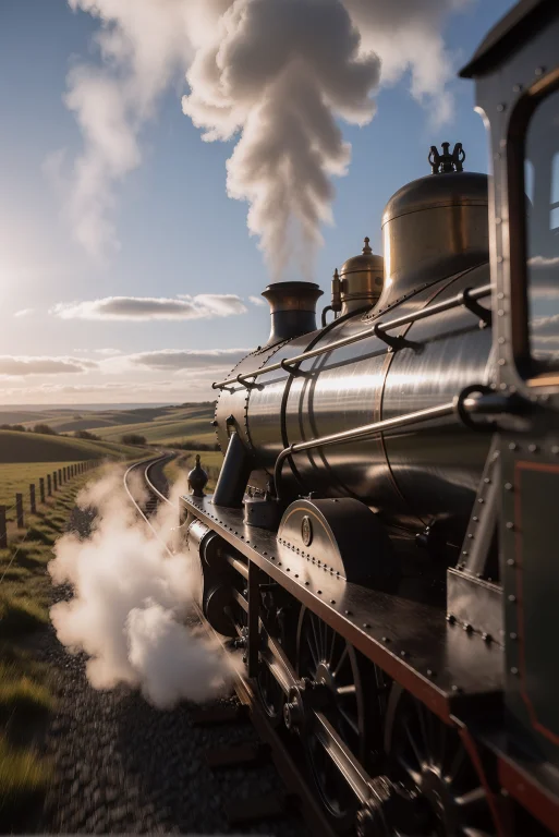 Subject A Sleek, Elegant Steam Locomotive In Motion, Emittin...