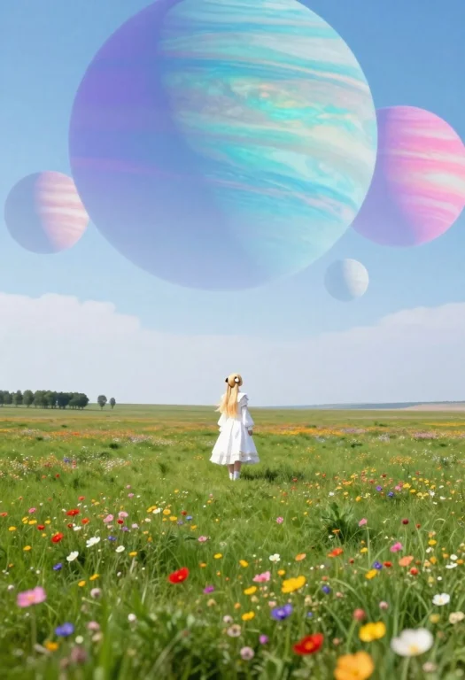 A Traveler Girl With Long Blonde Hair In Cute Twintails Stan...