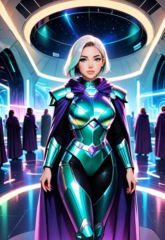 Galactic Diplomat With A Teal Sculpted Cloak And Jade-glass...