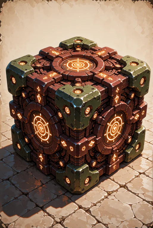 A Complex Mechanical Sci-fi Cube, An Intricate Piece Of Anci...