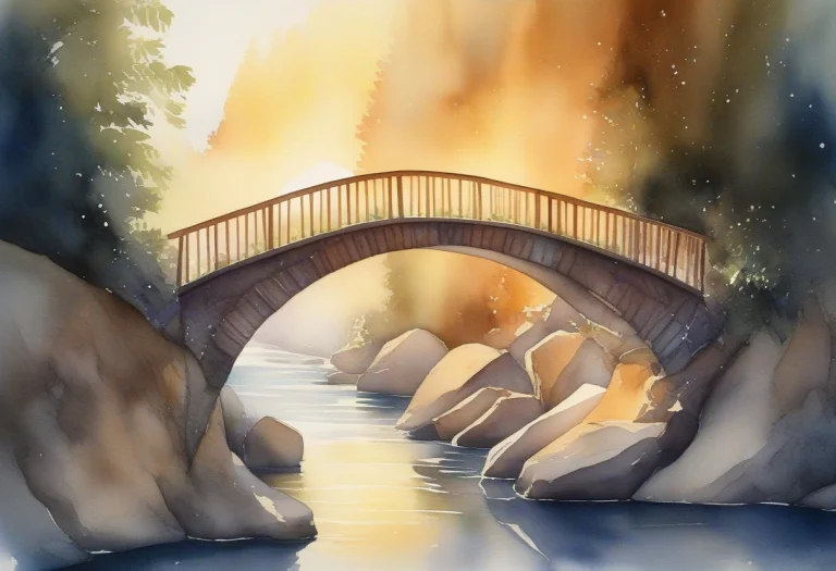 A Bridge Of Light Spanning A Starlit Chasm, Watercolor Paint...