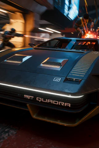 This Is A Photograph Of A Futuristic Car Named Quadra From C... — Stable Diffusion AI Prompt: This is a photograph of a futuristic car named Quadra from cyberpunk 2077, "QUAD...