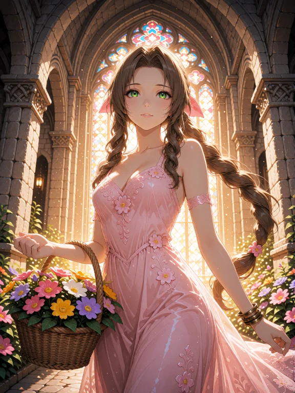 A Vibrant Anime Key Visual Depicts Aerith Gainsborough From...