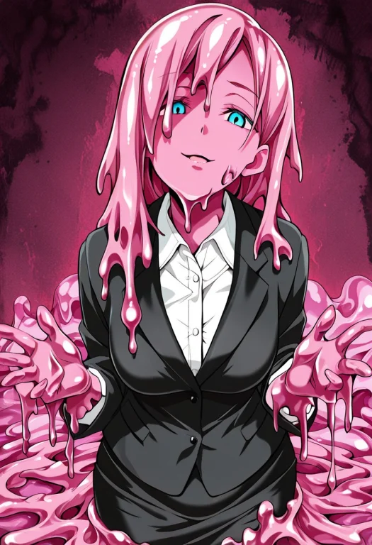 1girl, Blue Eyes, Takeuchi Dt,long Hair,pink Skin,pink Slime...