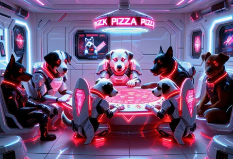 Close-up To Cybernetic Dogs Wearing Sleek Futuristic Armor S... — SDXL AI Prompt: close-up to Cybernetic dogs wearing sleek futuristic armor sitting on toilet bow...