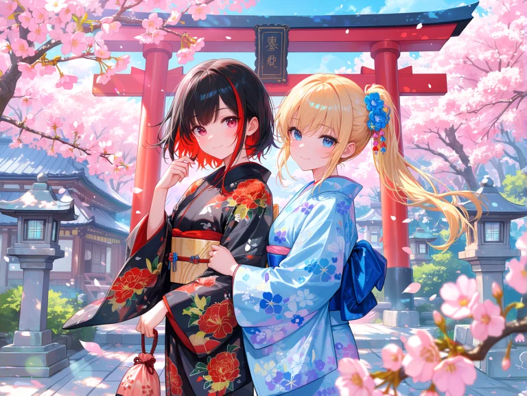 Masterpiece, Very Aesthetic, Two Anime Girls Standing Side-b...