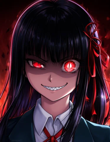 Loratraining5133753-20260925204125416-u1us0.7 H4rm0n1st11, V... — Stable Diffusion AI Prompt: @h4rm0n1st11, very sharp teeth [teeth glint] shaded face, intense glowing eyes,...