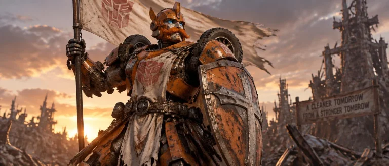 Orange Mustachioed Junkion Bot In Knightly Jeannedarc Mode