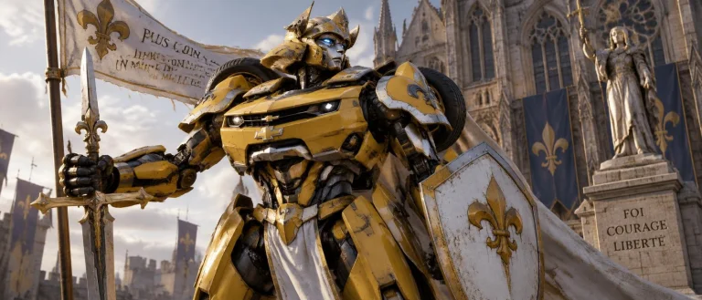 A Yellow Camaro Bot In Knightly Jeannedarc Mode
