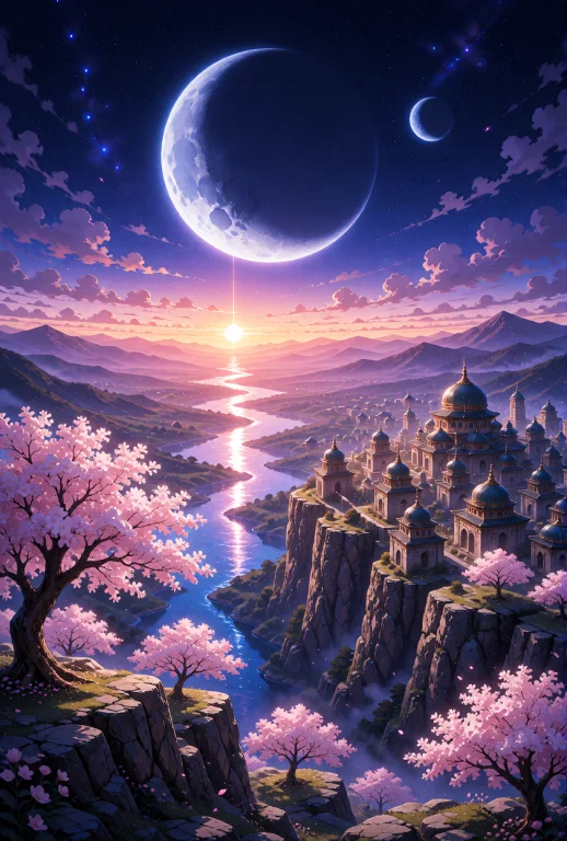 A Breathtaking Fantasy Landscape Featuring An Ancient Orient...