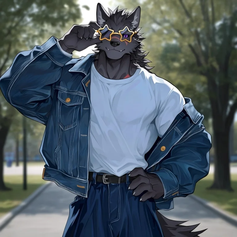 Solo, Male, Anthro Leopard, Adult ,blaidd, Wolf Boy, Black F...