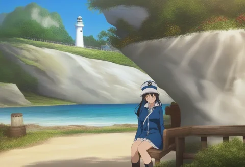 A Lighthouse Keepers Cottage On A Rocky Point, Modern Anime... — Stable Diffusion AI Prompt: a lighthouse keeper's cottage on a rocky point, modern anime aesthetic, very aes...