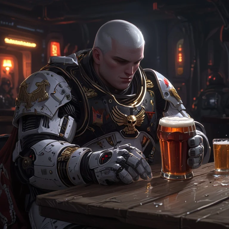 Whiteember Spacemarine Drinking A Pint Of Ale