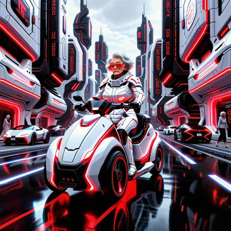 Whiteember, A Sweet Elderly Grandma Riding An Absurdly Futur...