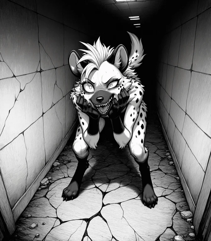 1girl, Solo, H0r10r, Scr1,, Monochrome, Black And White,, Fu...