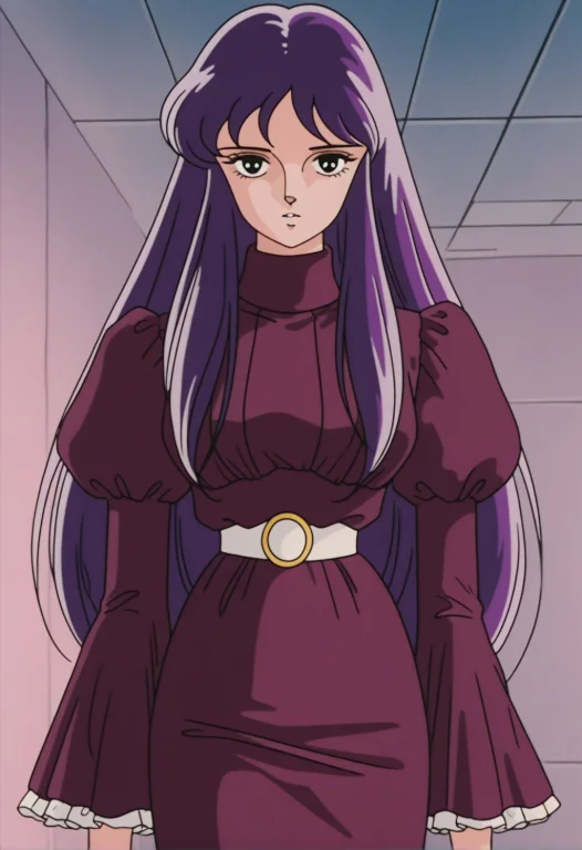 Saorikss, 1girl, Purple Hair, Long Hair, Black Eyes, Maroon...