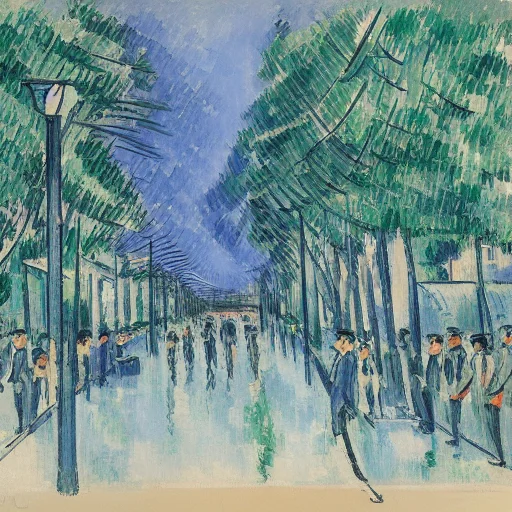 Tokyo Street At Dusk, Soft Figures With Umbrellas, Paul Ceza...