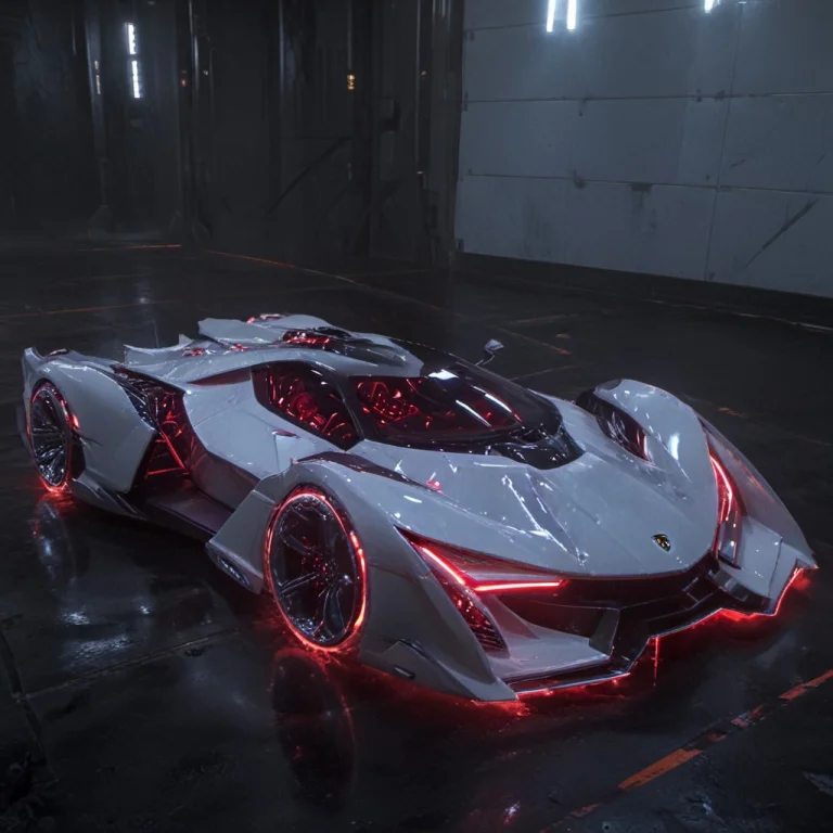 A Futuristic Vehicle Rendered In Glossy White Tech Material,...