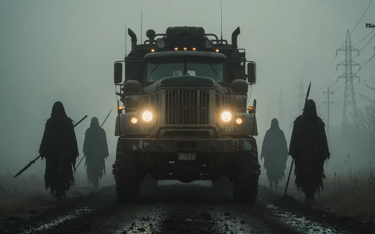 This Is A Digital Dystopian Sci-fi Style. The Central Focus...