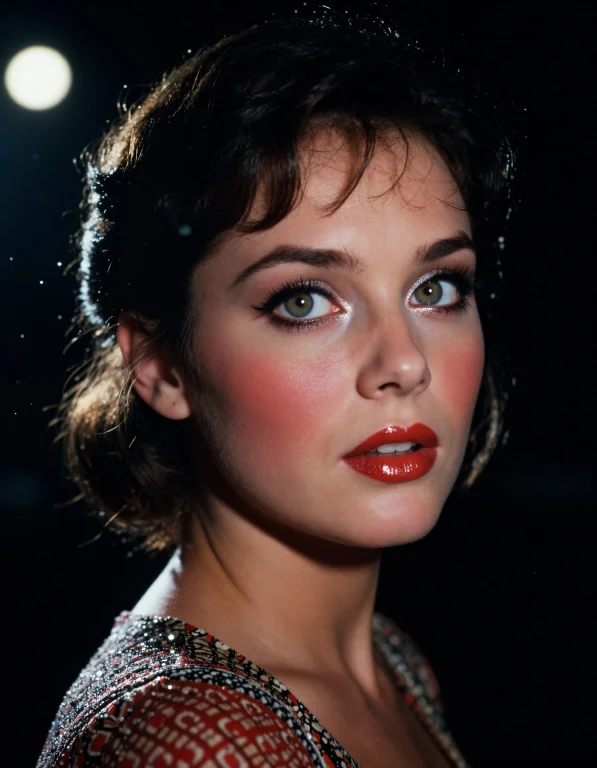A Cinematic 1980s Retro Portrait Of A Woman Captured On Auth...