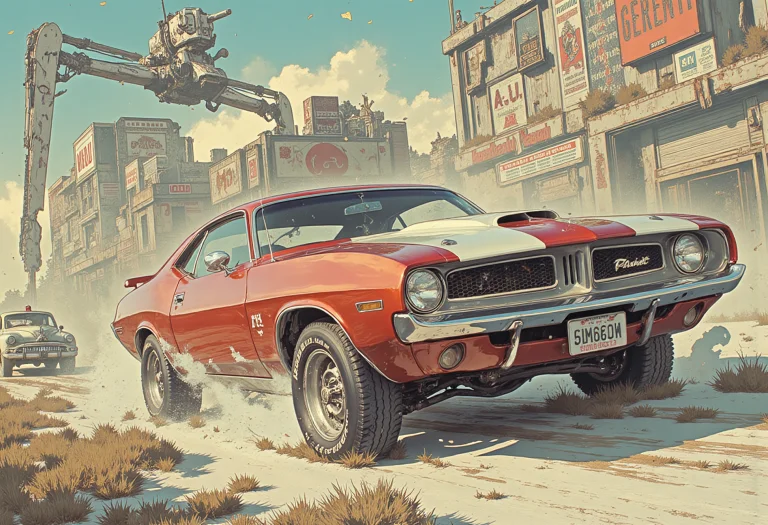 In The Style Of Ff-td, Distant Muscle Car
