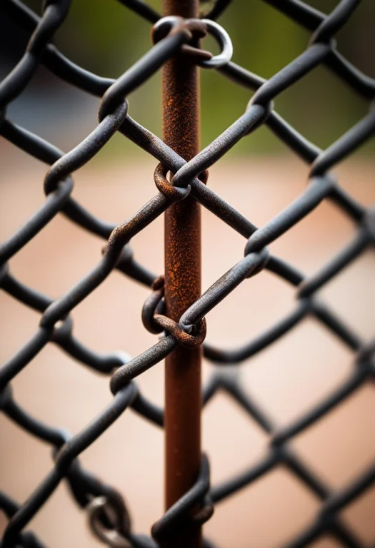 A Punk Look Framed By Chain-link And Rust, Cinematic Photogr...
