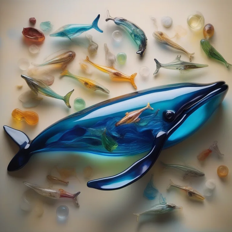 A Whale Skeleton Made Of Blown Glass, Oil Painting, Birds Ey...