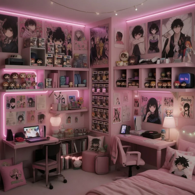 Pink Nerd Girls Bedroom A Cozy, Maximalist Haven Of Anime,...
